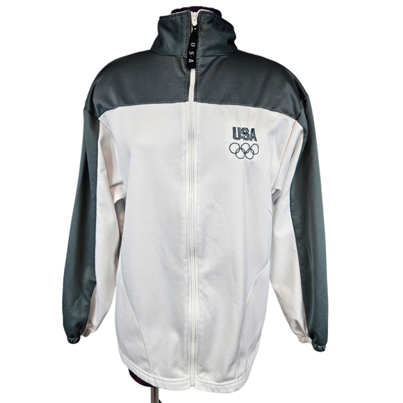 United States Olympic Committee White & Gray Colorblock Jacket Size Large Q52 - Picture 1 of 11